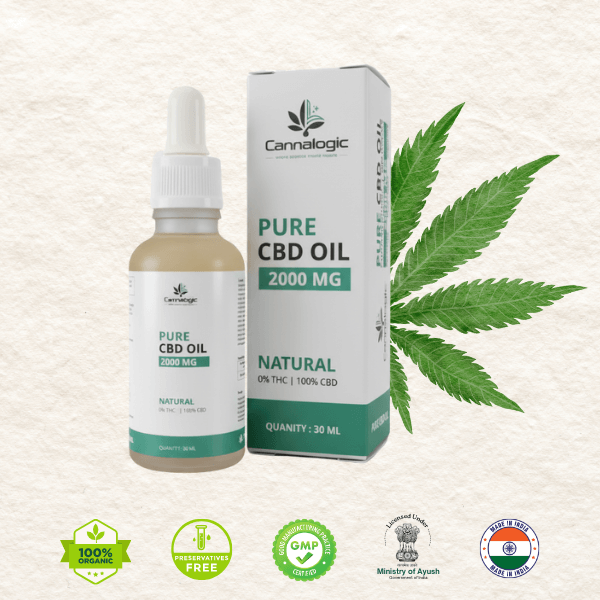 Pure CBD Oil 2000MG bottle – THC-free natural hemp extract by Cannalogic